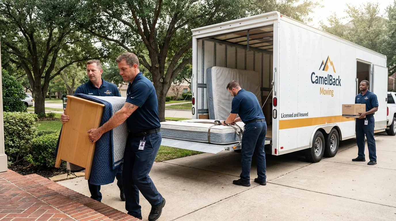 Crew loading residential truck for cross-state move from Basehor, KS