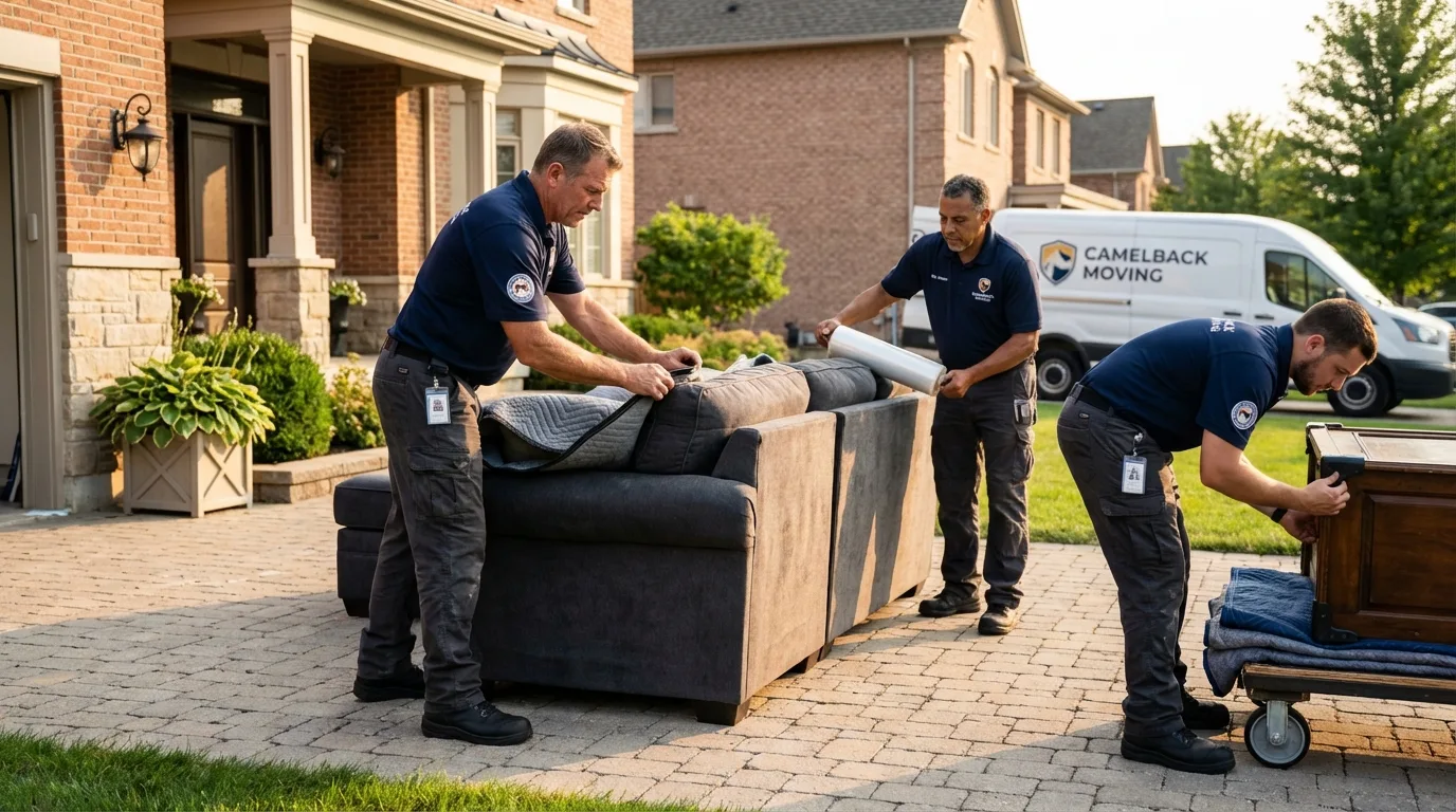 Large estate moving crew wrapping furniture in Basehor, KS