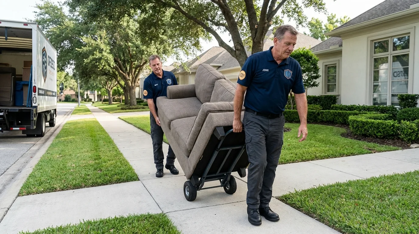 Local residential moving crew loading furniture in Basehor, KS